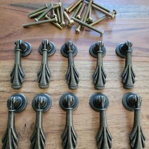 Set of 10 Antique Style Bronze Drop Pull Drawer Handles